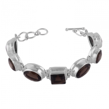 Pure sterling silver smoky quartz bracelet